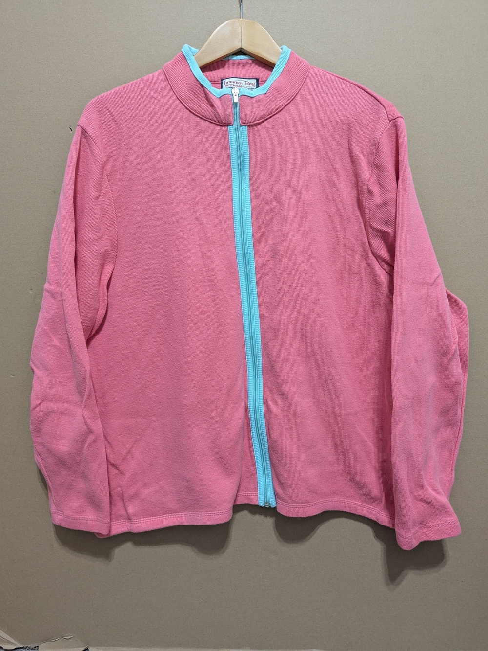 Jamaica Bay Cardigan Sweater Full Zip  Knit Cotton Plus Size 2X Pink Women's